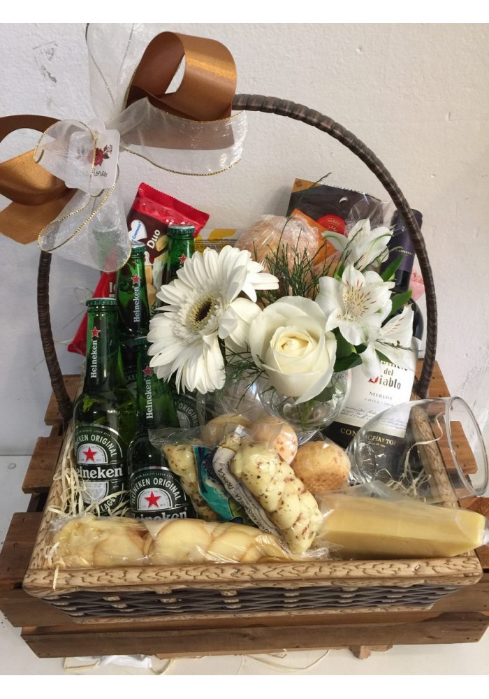 Cesta mix cerveja, vinho e café