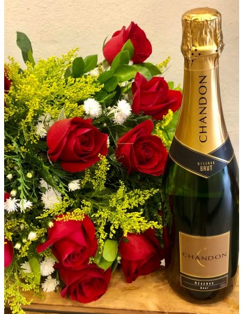 Buquê rosas Colombianas + garrafa Chandon 