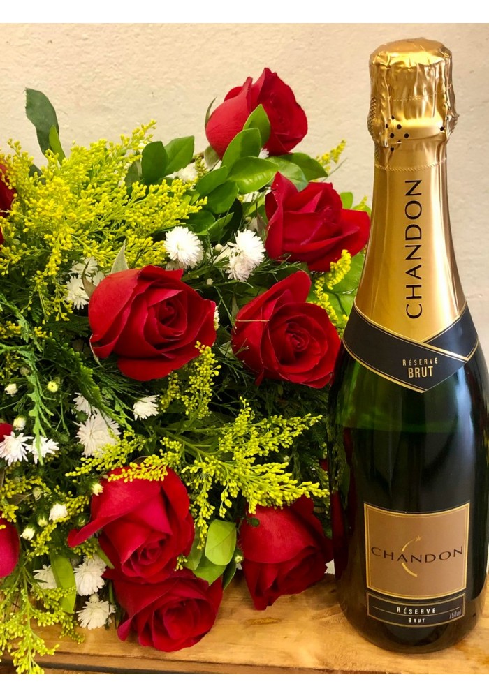 Buquê rosas Colombianas + garrafa Chandon 