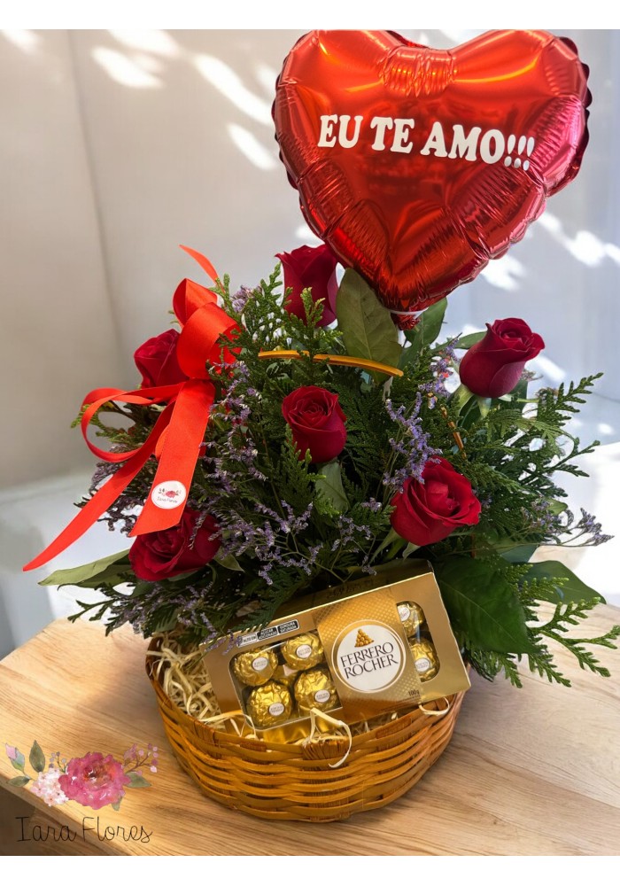 cesta de rosas chocolates