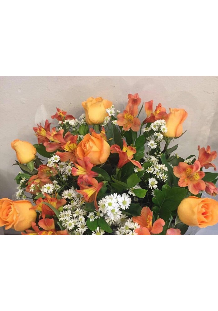 Buquê 6 Rosas e 6 Astromélias